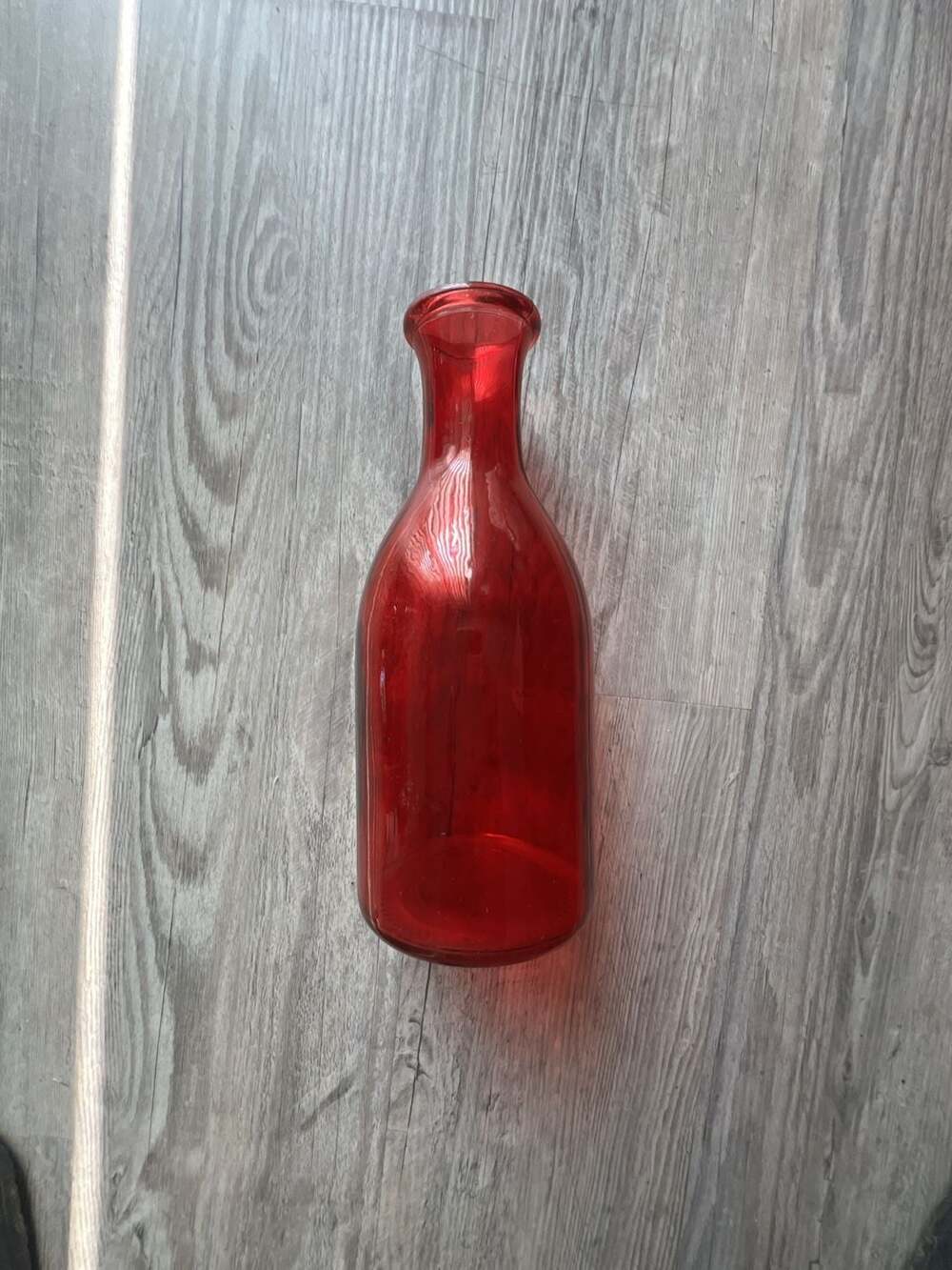 Unmarked Decorative Red Glass Bud Vase Bottle